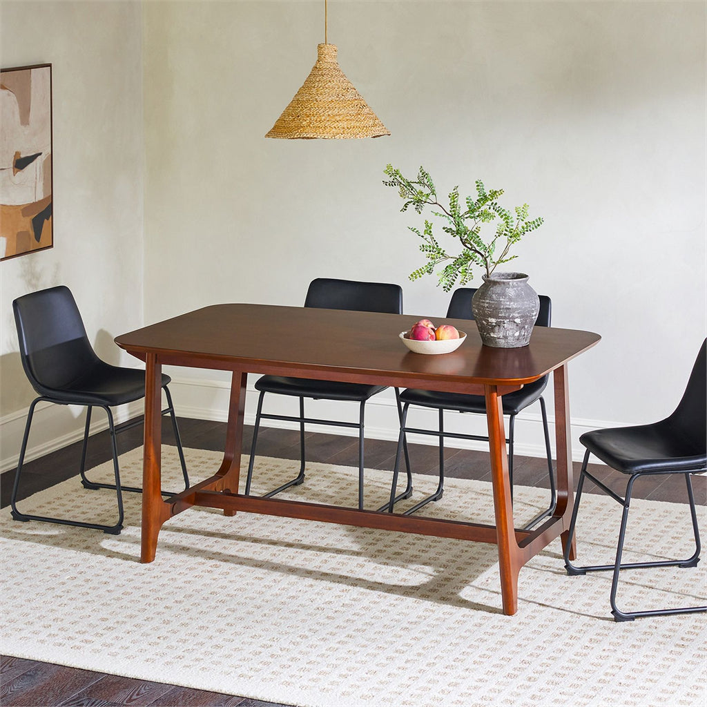 Mid-Century Wood Dining Table with Trestle Base in Walnut W473792