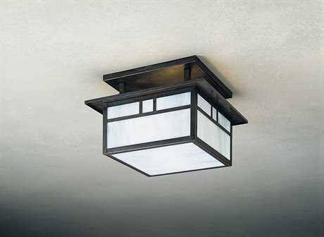 Two-Light Semi-Flush Mount Light Pewter Almond Mica T519895