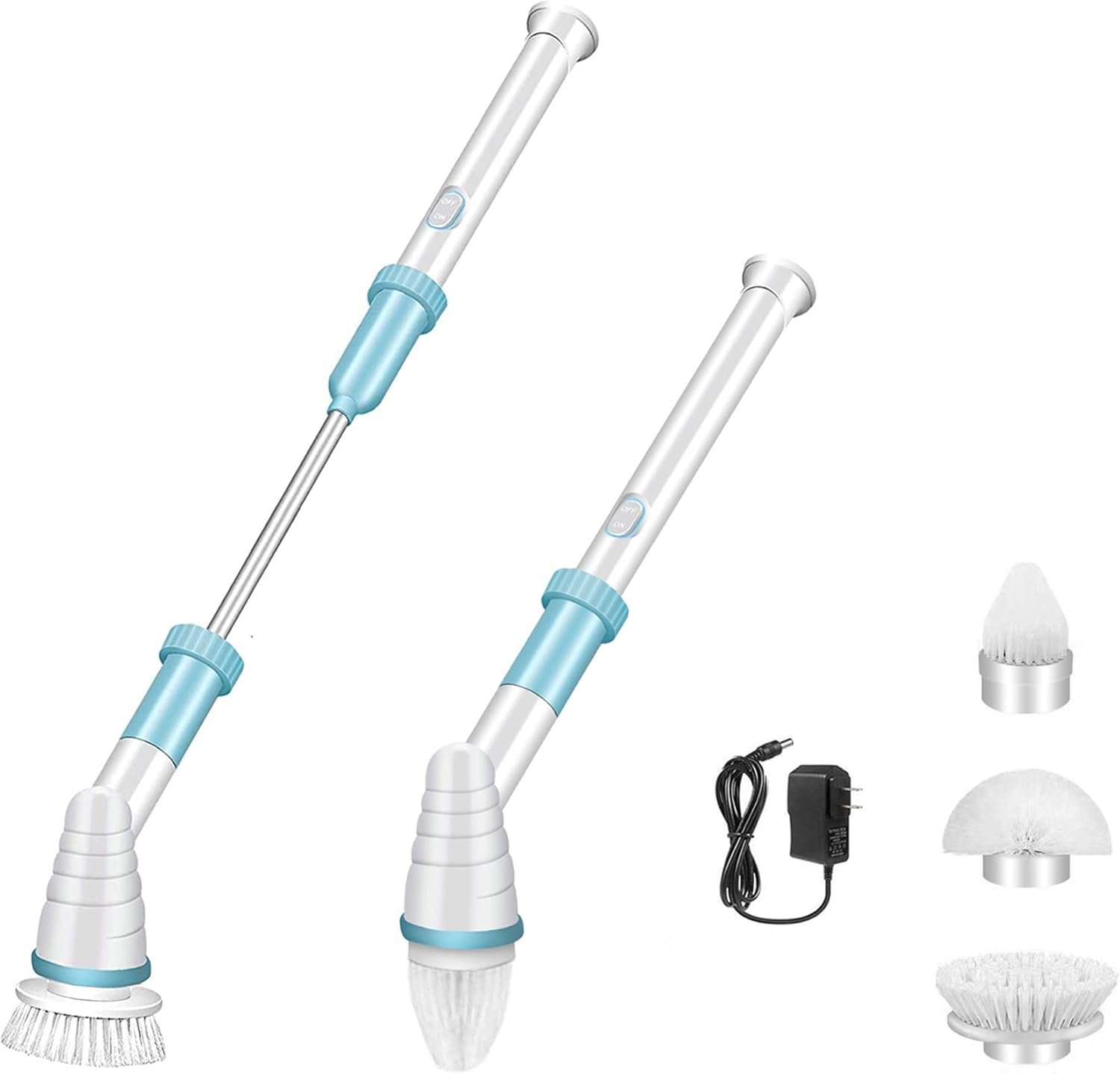 Cordless Electric Spin Scrubber with Long Handle, 3 Brush Heads, Pack of 2 E421610