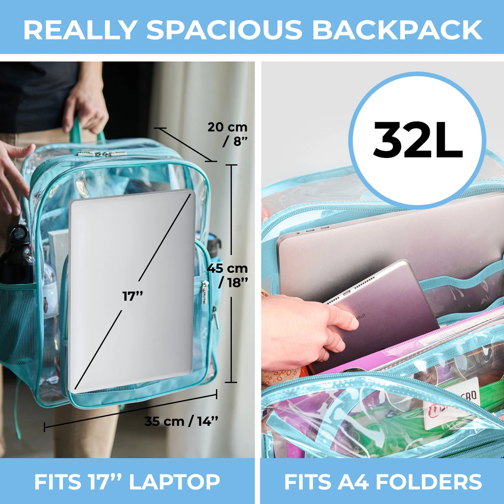 Transparent PVC Clear Backpack XL (32 L) with TSA Lock A623