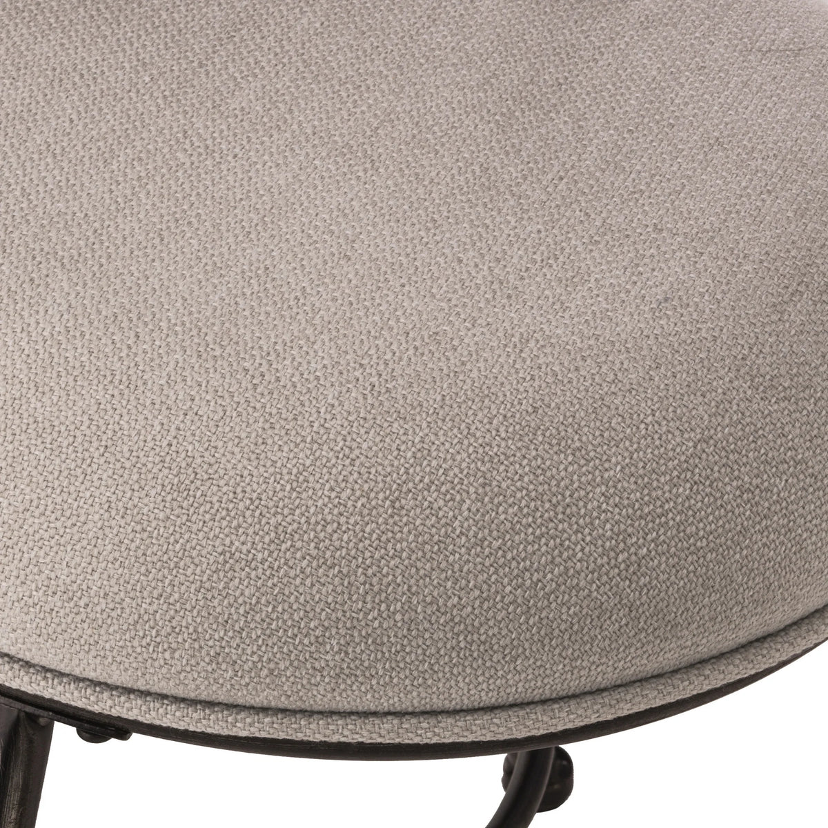 Rubbed Gray Metal Vanity Stool M412