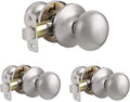 Brushed Nickel Passage Door Knob Handleset, 3 Pack K8926