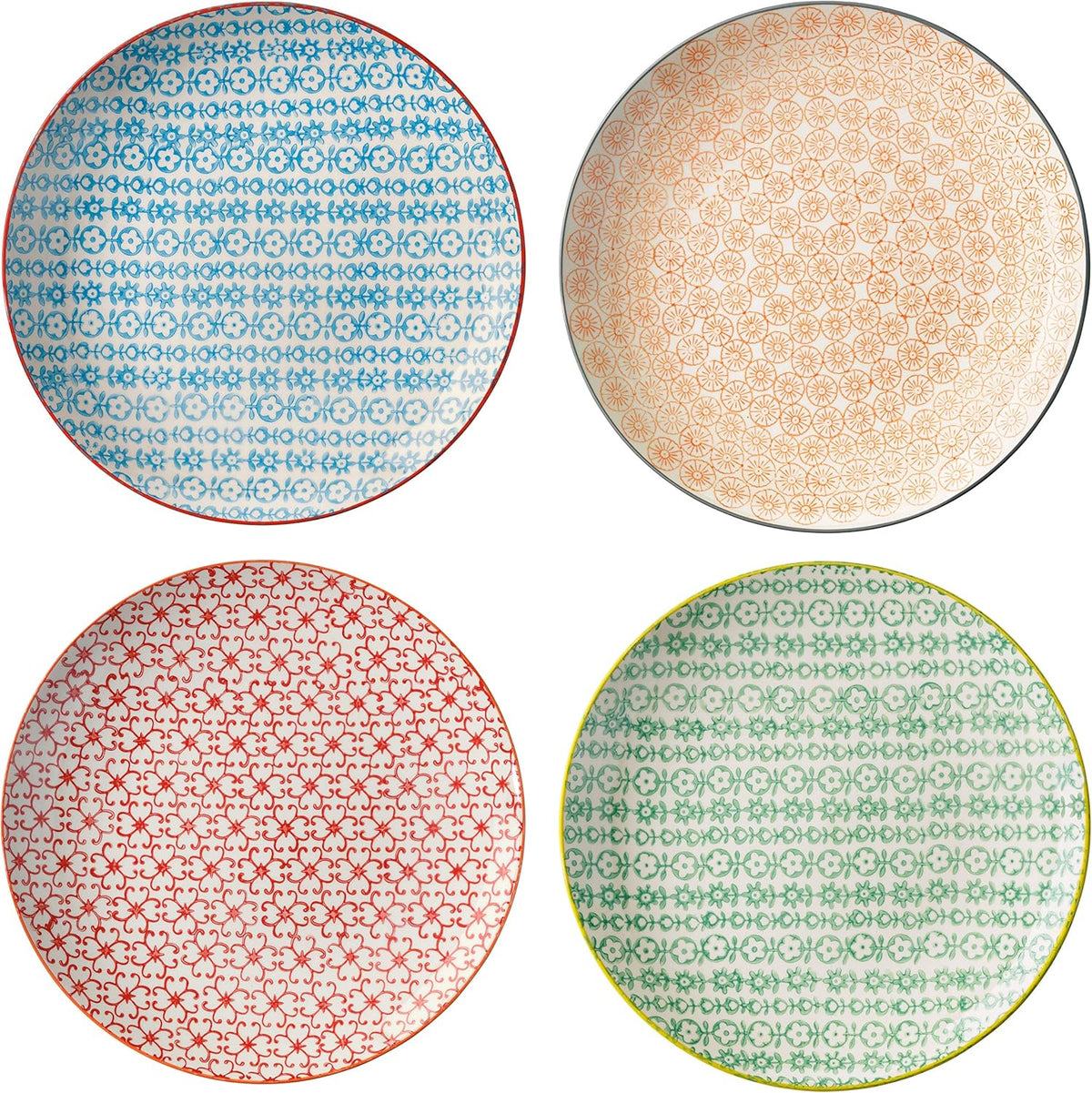 Set of 4 Stoneware Dinner Plates Z908428