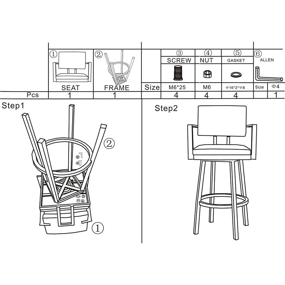 Black Powder Coated Faux Leather Barstool with Arms Y5420