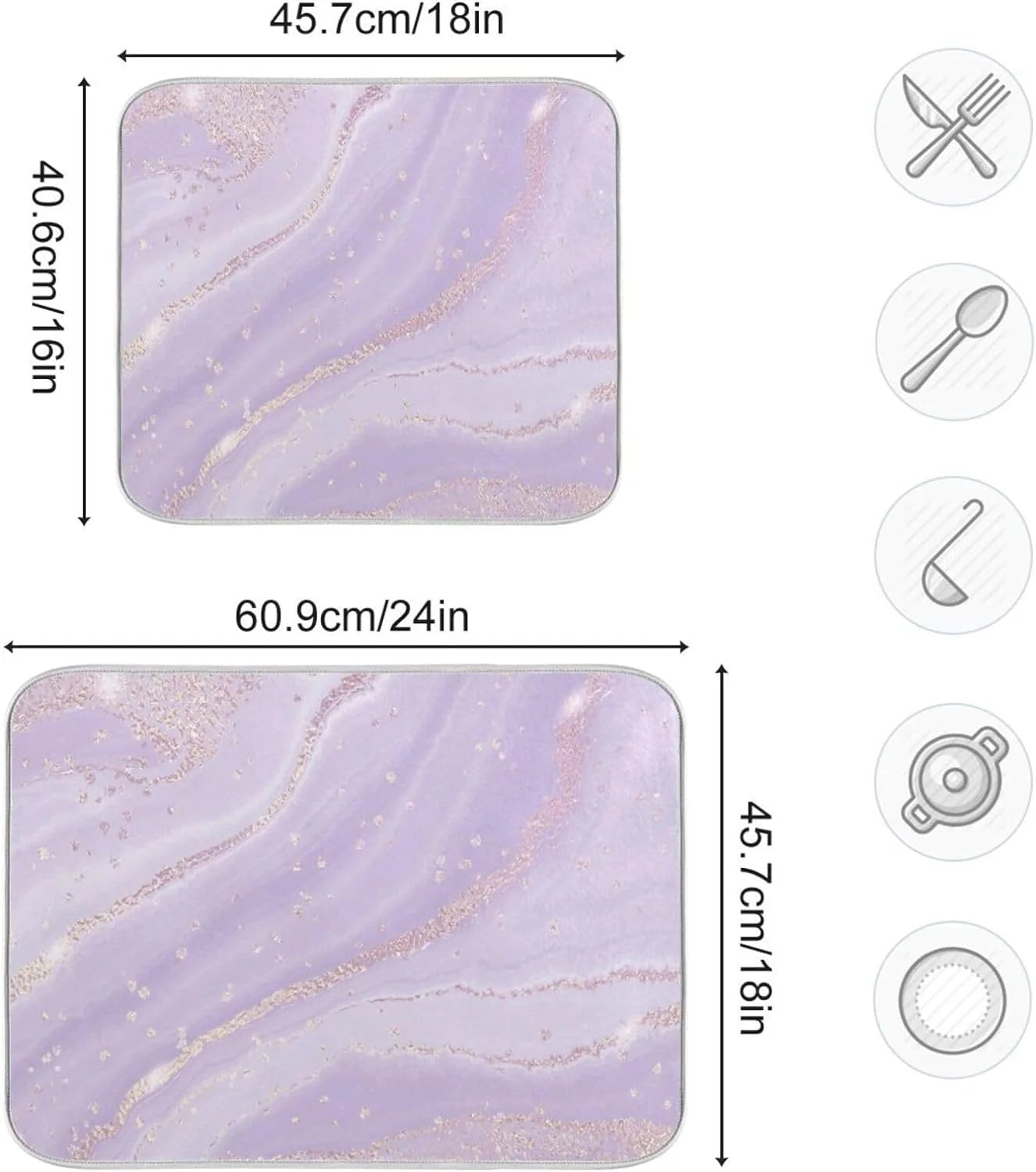 Purple Marble Composite Sponge Dish Drying Mat (16x18Inch) X79990