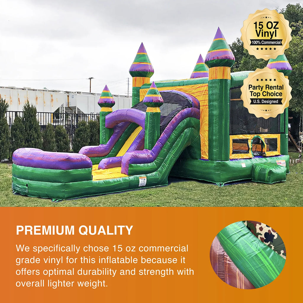 Inflatable Bounce House with Dual Water Slides and Pool with Blower I164